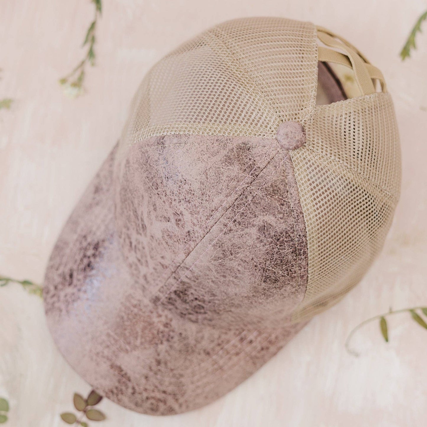 CC Faux Leather Pony Cap | Criss-Cross