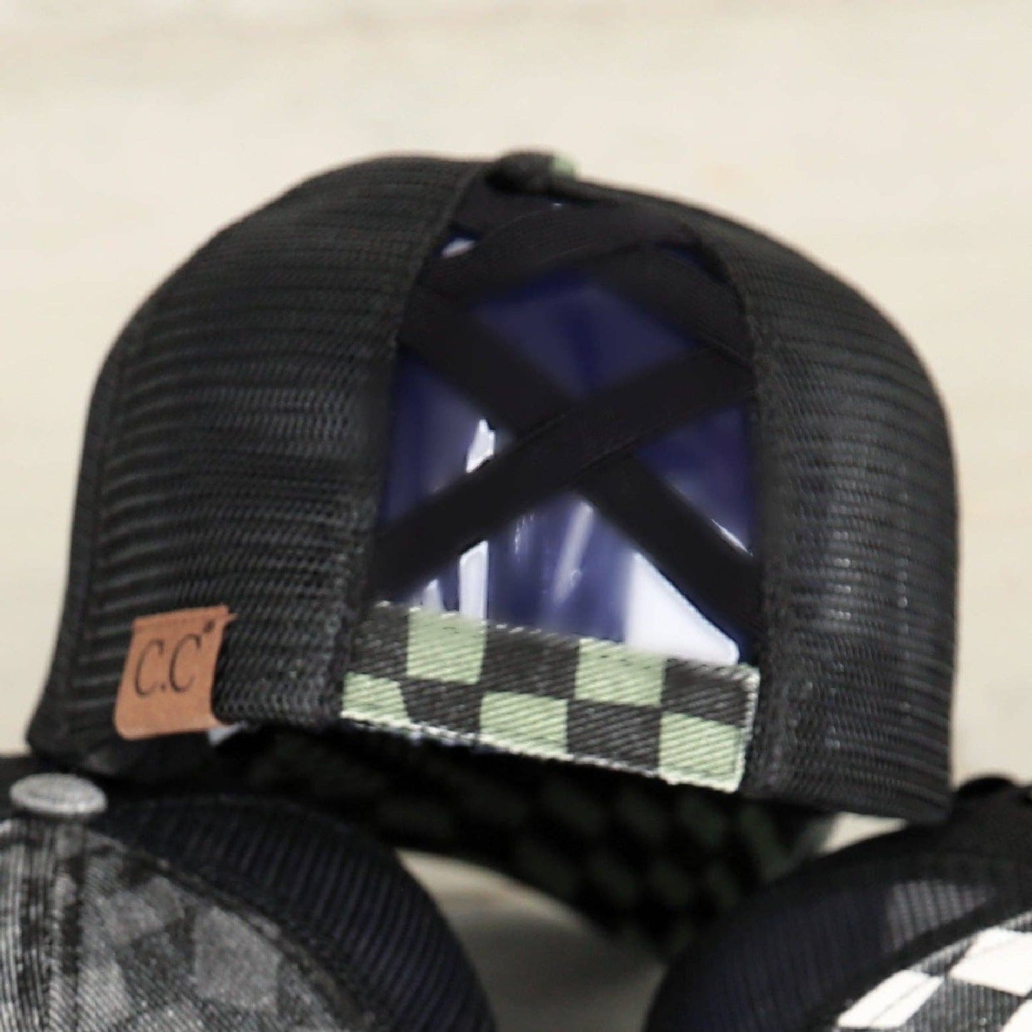 CC Checkered Pattern Baseball Cap | Criss-Cross