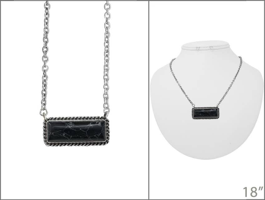 Western Semi Stone Bar Necklace