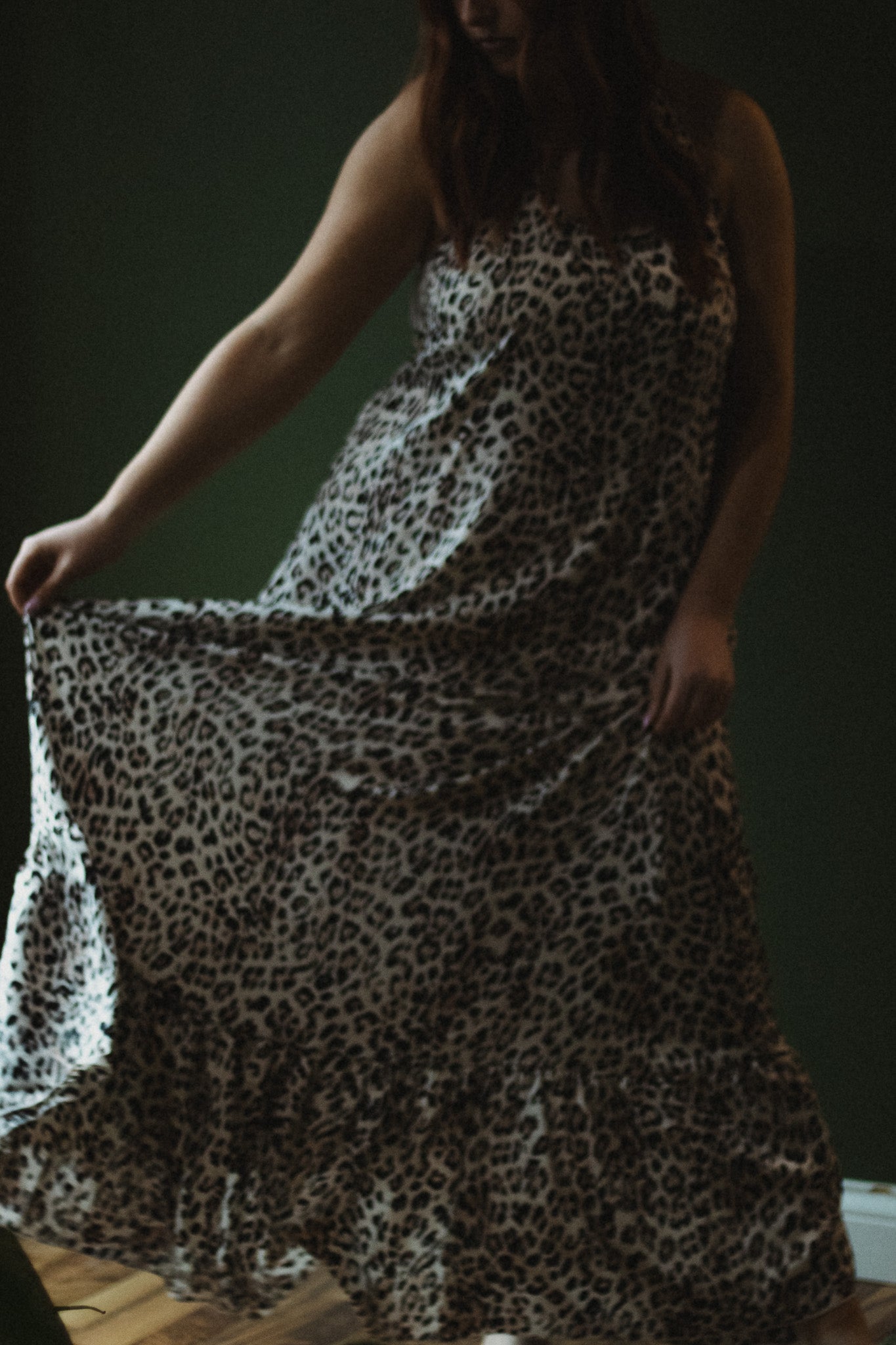 Leopard Backless Ruffle Maxi Dress