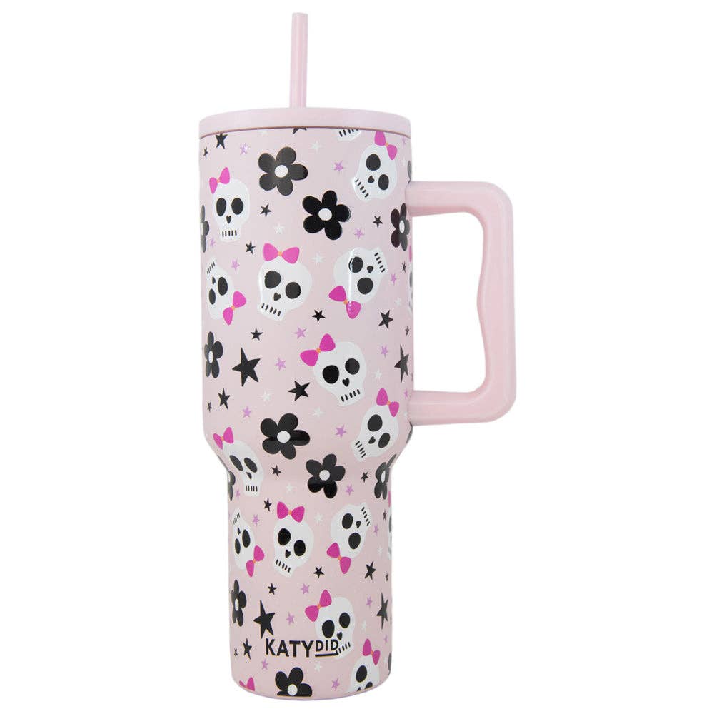 Skull Flower Bow Tumbler Cup