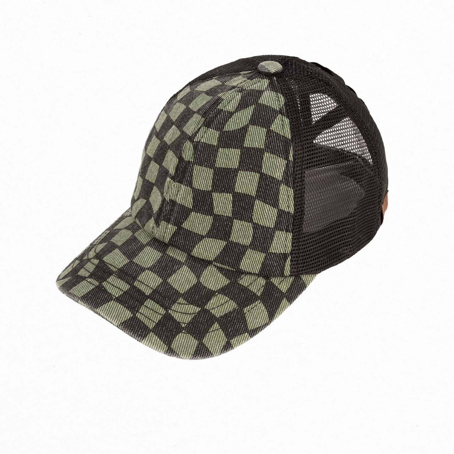 CC Checkered Pattern Baseball Cap | Criss-Cross